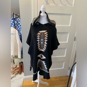 Cocogio made in Italy wool and alpaca blend relaxed fit southwestern poncho